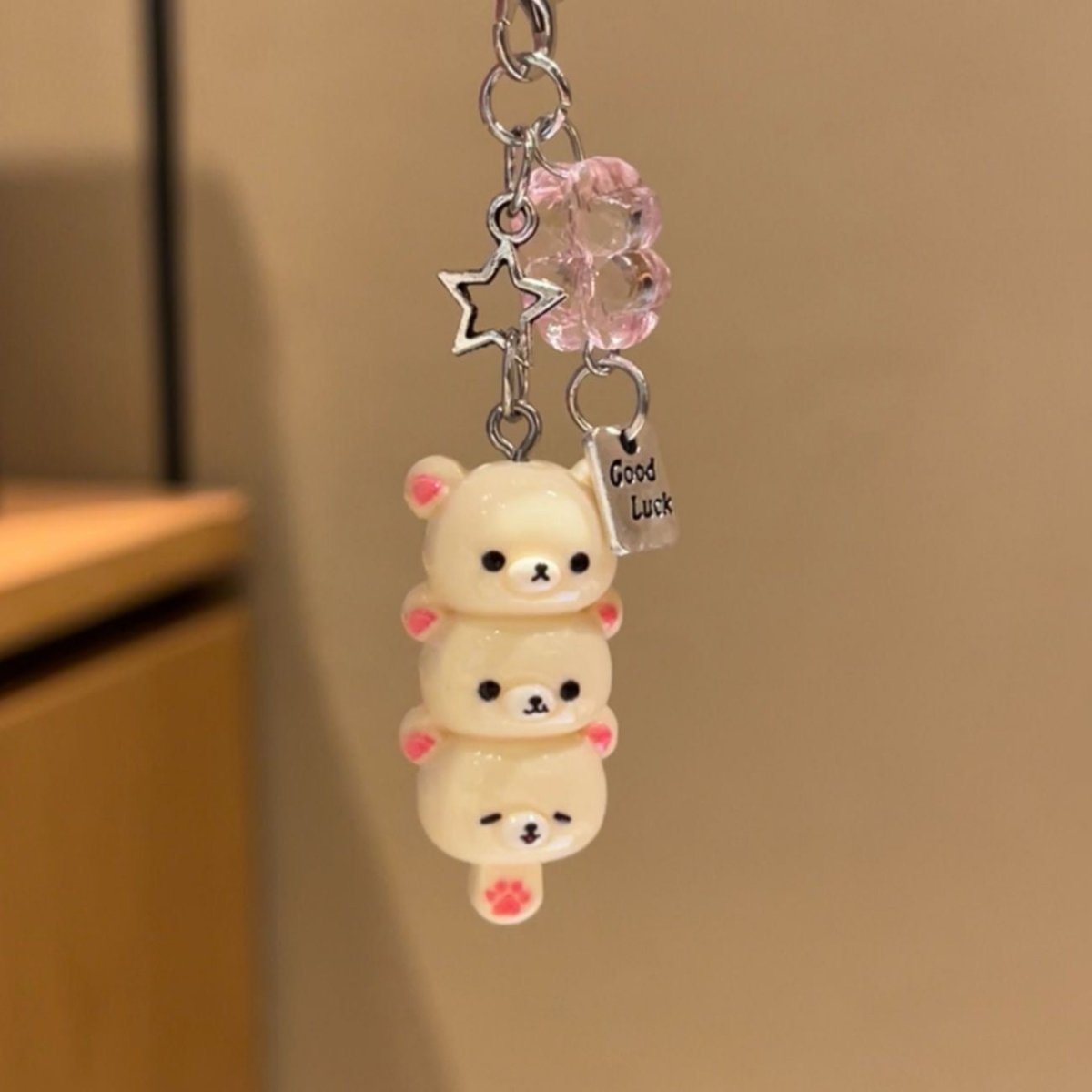 Cute Rilakkuma Lucky Clover Keychain Phone Strap - ArtGalleryZen