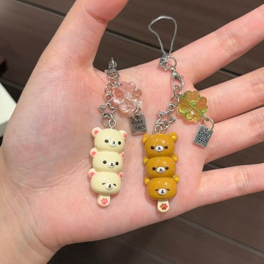 Cute Rilakkuma Lucky Clover Keychain Phone Strap - ArtGalleryZen