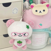 Thumbnail for Cute Strawberry Panda Plush Keychain Doll - ArtGalleryZen
