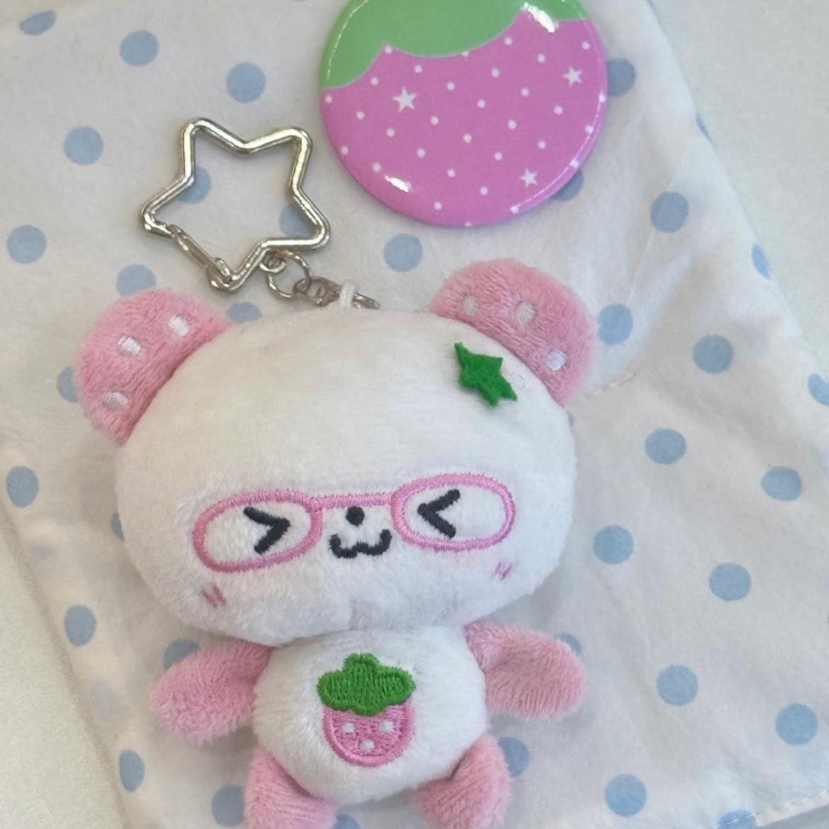 Cute Strawberry Panda Plush Keychain Doll - ArtGalleryZen