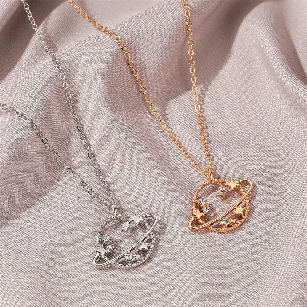 CZ Inlaid Celestial Star Necklace - ArtGalleryZen