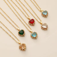 Thumbnail for CZ Inlaid Crystal Heart Pendant Necklace - ArtGalleryZen