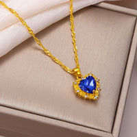 Thumbnail for CZ Inlaid Crystal Heart Pendant Necklace - ArtGalleryZen