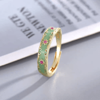 Thumbnail for CZ Inlaid Enamel English Floral Ring - ArtGalleryZen
