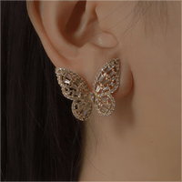Thumbnail for CZ Inlaid Hollowed-out Butterfly S925 Earposts Stud Earrings - ArtGalleryZen