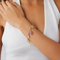 Thumbnail for Dainty Bowknot Flower Ceramic Beads Heart Pendant Bracelet - ArtGalleryZen