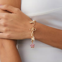 Thumbnail for Dainty Bowknot Flower Ceramic Beads Heart Pendant Bracelet - ArtGalleryZen