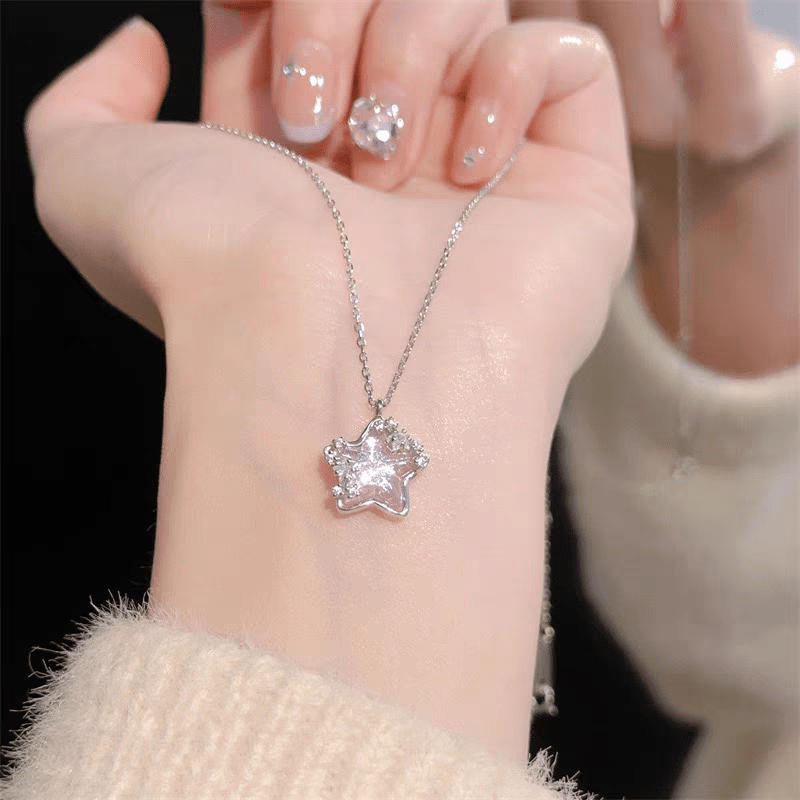 Dainty Celestial Crystal Moon Phase Star Necklace - ArtGalleryZen