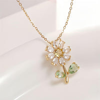 Thumbnail for Dainty Crystal Daisy Flower Necklace Earrings Set - ArtGalleryZen
