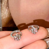 Thumbnail for Dainty CZ Inlaid Cat Claw Bowknot Huggie Hoop Earrings - ArtGalleryZen