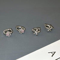 Thumbnail for Dainty CZ Inlaid Cat Claw Bowknot Huggie Hoop Earrings - ArtGalleryZen