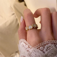 Thumbnail for Dainty CZ Inlaid Gold Plated Enamel Heart Open Ring - ArtGalleryZen