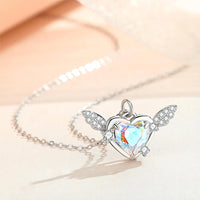 Thumbnail for Dainty CZ Inlaid Heart Wings Necklace - ArtGalleryZen