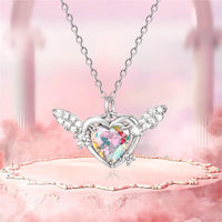 Thumbnail for Dainty CZ Inlaid Heart Wings Necklace - ArtGalleryZen