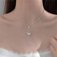 Thumbnail for Dainty CZ Inlaid Layering Butterfly Necklace - ArtGalleryZen