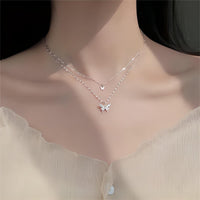 Thumbnail for Dainty CZ Inlaid Layering Butterfly Necklace - ArtGalleryZen