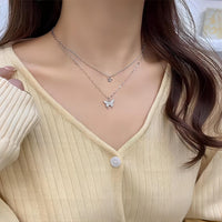 Thumbnail for Dainty CZ Inlaid Layering Butterfly Necklace - ArtGalleryZen