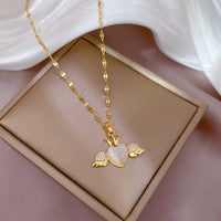 Thumbnail for Dainty CZ Inlaid Opal Crown Heart Wings Necklace - ArtGalleryZen