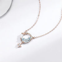 Thumbnail for Dainty CZ Inlaid Turquoise Moon Phase Star Necklace - ArtGalleryZen