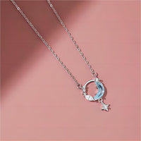 Thumbnail for Dainty CZ Inlaid Turquoise Moon Phase Star Necklace - ArtGalleryZen