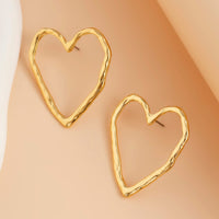 Thumbnail for Dainty Geometric Hollow Heart Stud Earrings - ArtGalleryZen