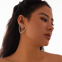 Thumbnail for Dainty Geometric Hollow Heart Stud Earrings - ArtGalleryZen