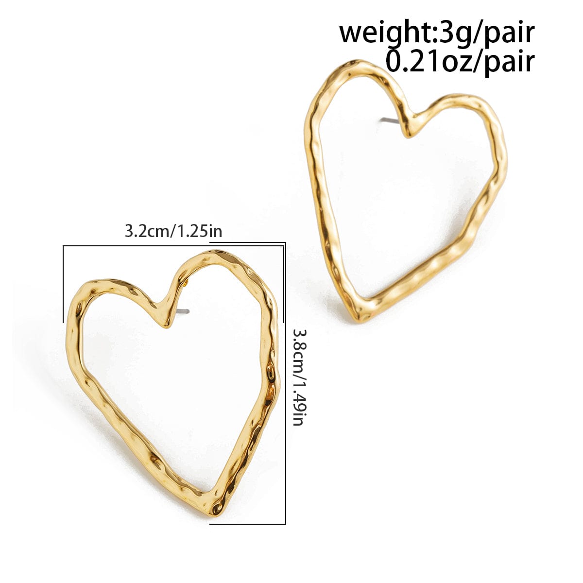 Dainty Geometric Hollow Heart Stud Earrings - ArtGalleryZen