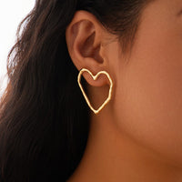 Thumbnail for Dainty Geometric Hollow Heart Stud Earrings - ArtGalleryZen