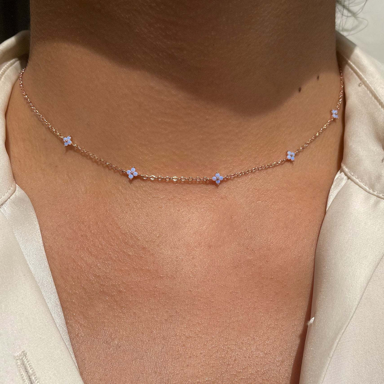 Dainty Handmade 18K Gold Crystal Flower Necklace - ArtGalleryZen