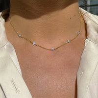 Thumbnail for Dainty Handmade 18K Gold Crystal Flower Necklace - ArtGalleryZen