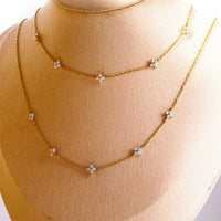 Thumbnail for Dainty Handmade 18K Gold Crystal Flower Necklace - ArtGalleryZen