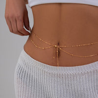 Thumbnail for Dainty Layered Gold Silver Tone Saturn Belly Chain - ArtGalleryZen