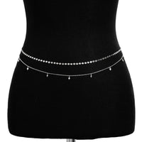 Thumbnail for Dainty Layered Pearl Ball Tassel Curb Belly Chain Set - ArtGalleryZen