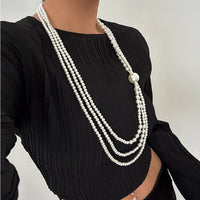 Thumbnail for Dainty Layered Pearl Chain Necklace - ArtGalleryZen
