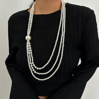 Thumbnail for Dainty Layered Pearl Chain Necklace - ArtGalleryZen
