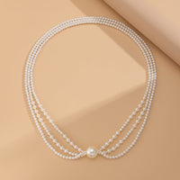 Thumbnail for Dainty Layered Pearl Chain Necklace - ArtGalleryZen