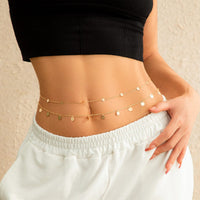 Thumbnail for Dainty Layered Sequin Tassel Saturn Belly Chain Set - ArtGalleryZen