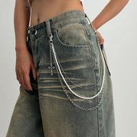 Thumbnail for Dainty Layering Cross Pendant Pearl Trouser Chain - ArtGalleryZen