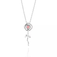 Thumbnail for Dainty Pink Crystal English Rose Necklace - ArtGalleryZen