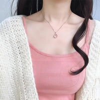 Thumbnail for Dainty Pink Crystal Pendant Necklace - ArtGalleryZen