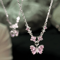 Thumbnail for Dainty Pink CZ Inlaid Butterfly Pendant Cable Chain Necklace - ArtGalleryZen
