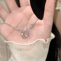 Thumbnail for Dainty Pink CZ Inlaid Butterfly Pendant Cable Chain Necklace - ArtGalleryZen