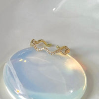 Thumbnail for Dainty Rhinestone Inlaid Curved Open Ring - ArtGalleryZen