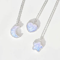Thumbnail for Dainty S925 Silver Gradient Water Ripple Moon Heart Star Necklace - ArtGalleryZen