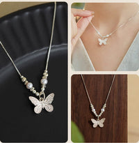 Thumbnail for Dainty Silver Butterfly Necklace - ArtGalleryZen