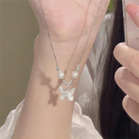 Thumbnail for Dainty Silver Butterfly Necklace - ArtGalleryZen