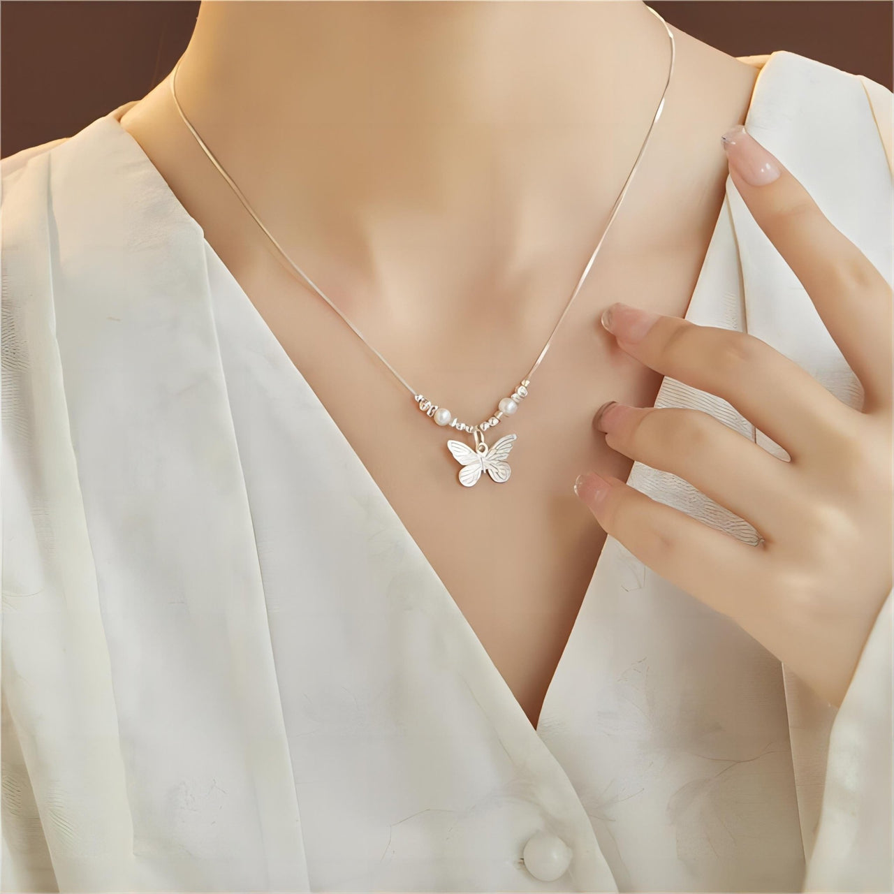 Dainty Silver Filled Butterfly Necklace - ArtGalleryZen