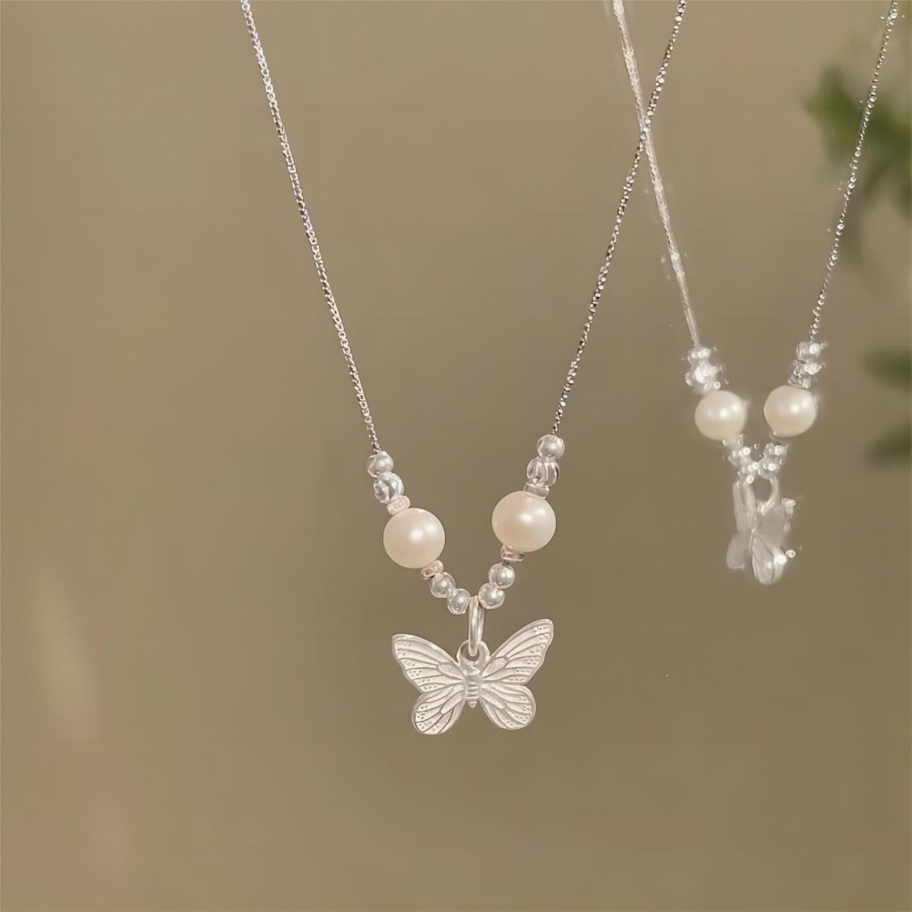 Dainty Silver Filled Butterfly Necklace - ArtGalleryZen