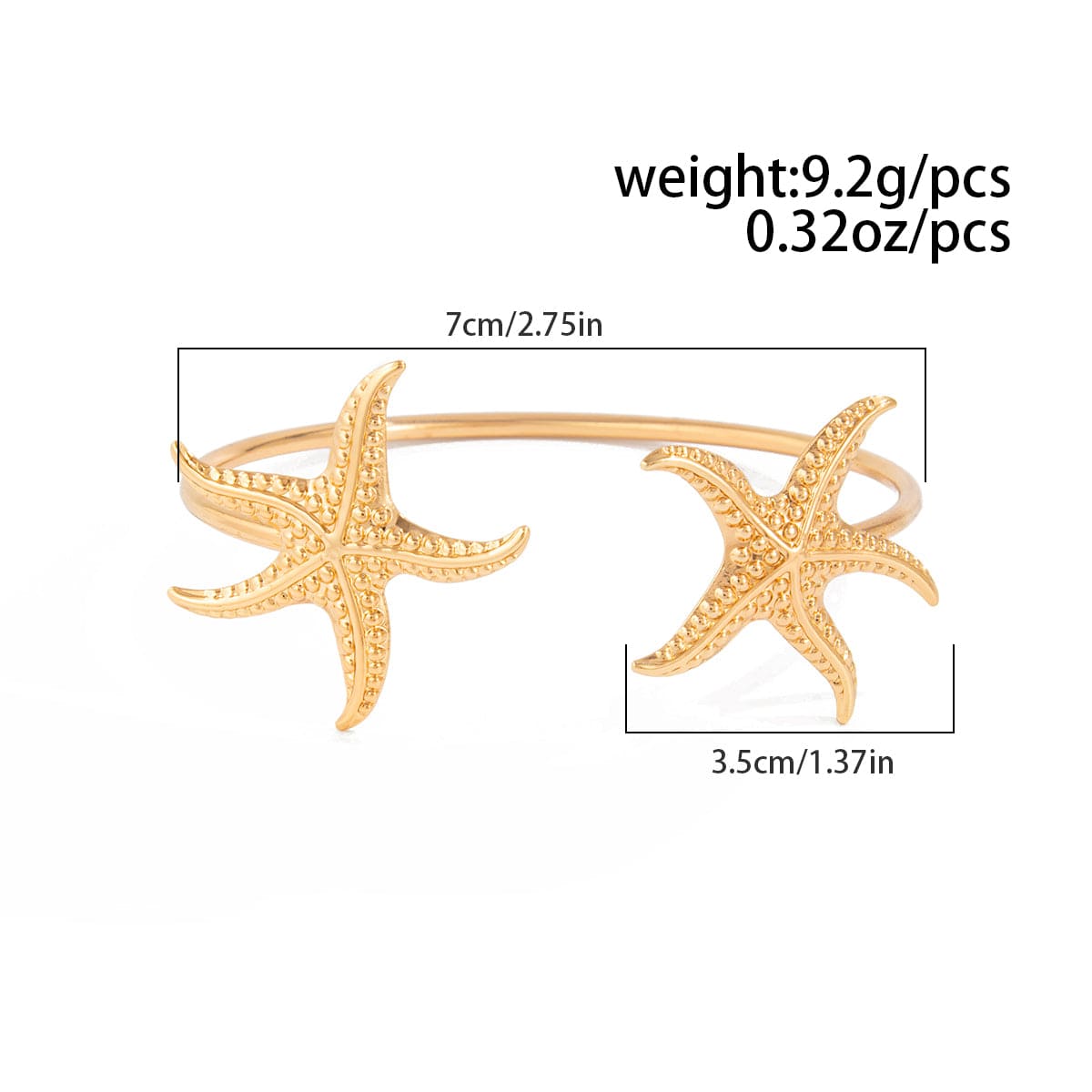 Dainty Starfish Open Bangle Bracelet - ArtGalleryZen