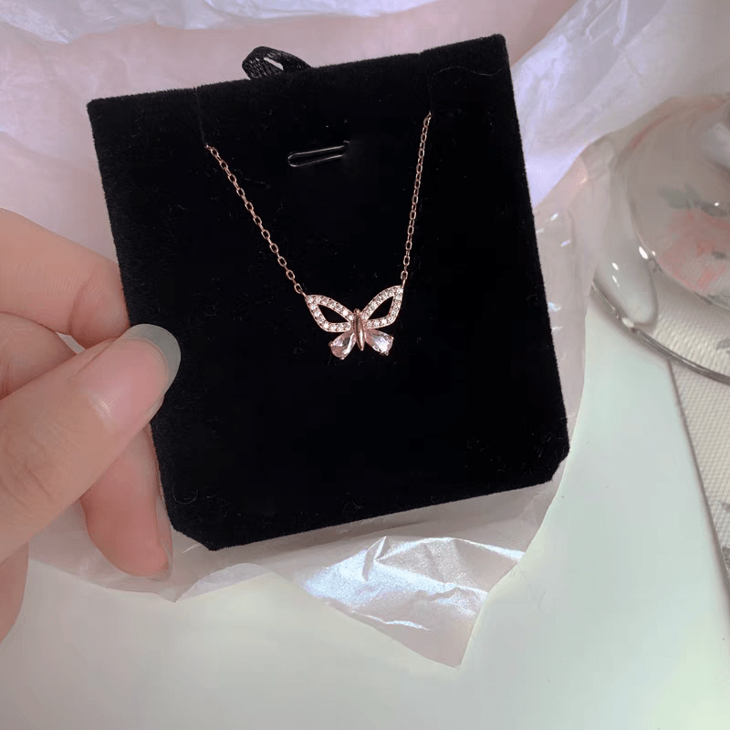 Dainty Sterling Silver Zirconia Butterfly Necklace - ArtGalleryZen